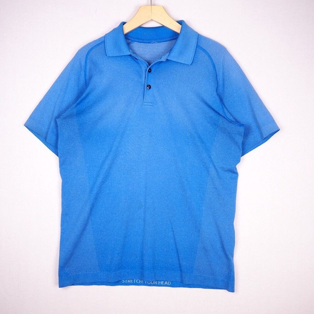 Lululemon Metal Vent Tech Polo Shirt Men Medium Blue Performance Active READ